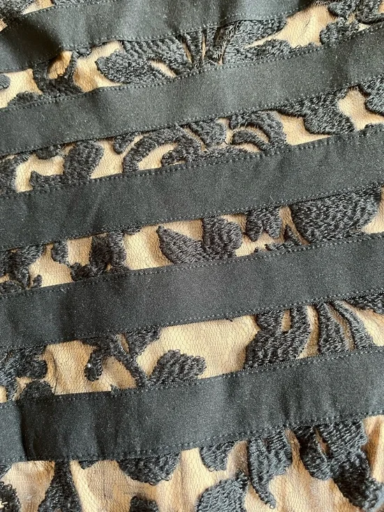 Tadashi Shoji Black and Nude Lace Off-Shoulder Formal Gown - Size 2 - Picture 7 of 7